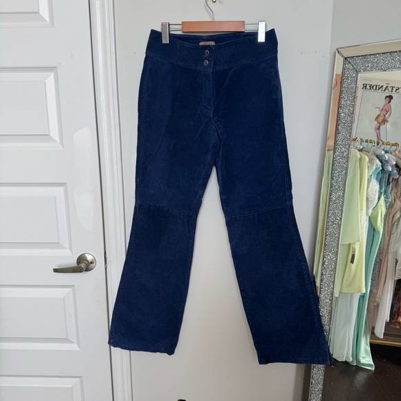 Vintages skotts suede real leather deep navy pants y2k rodeo western vibes 8 - Picture 3 of 10